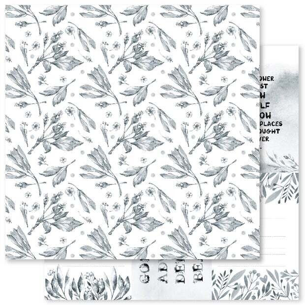Paper Rose - Monochrome Garden E- 12x12&quot; Double-sided Paper Sheet
