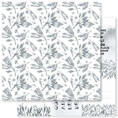 Paper Rose - Monochrome Garden E- 12x12&quot; Double-sided Paper Sheet