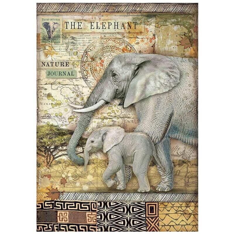 Stamperia - A4 Rice Paper - Savana - Elephant