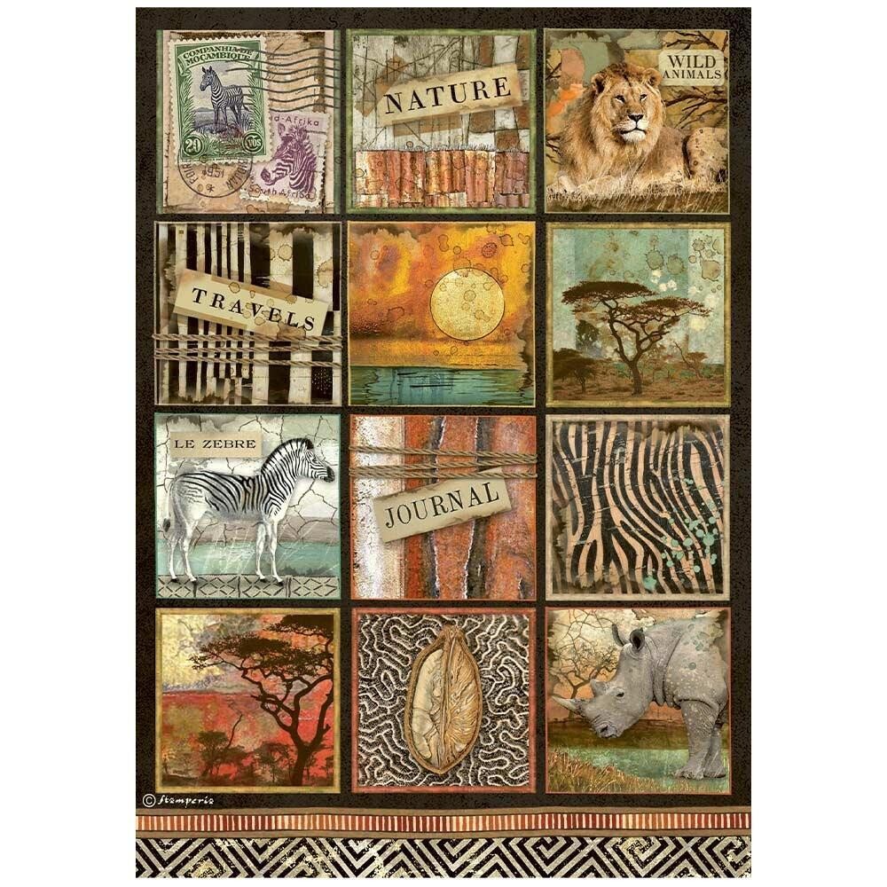 Stamperia - A4 Rice Paper - Savana - Squares