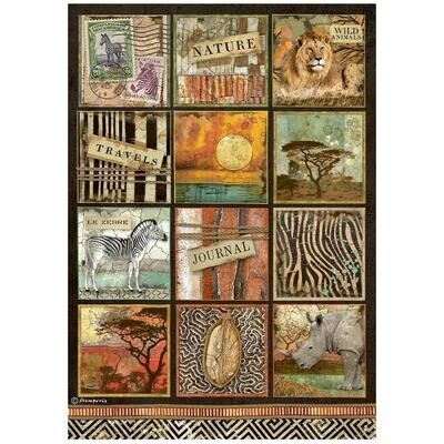 Stamperia - A4 Rice Paper - Savana - Squares