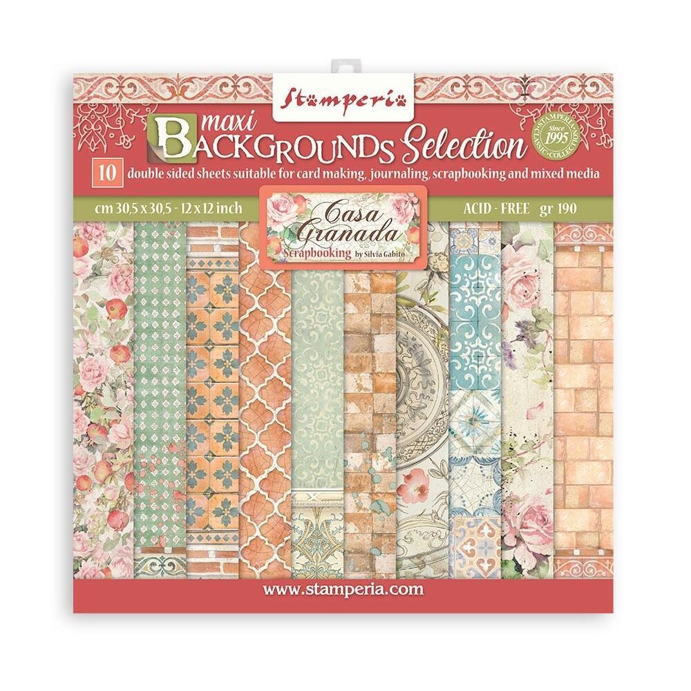 Stamperia - 12&quot;x12&quot; Double-sided Paper Pad - Casa Granada - Maxi Background Selection