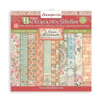 Stamperia - 12&quot;x12&quot; Double-sided Paper Pad - Casa Granada - Maxi Background Selection