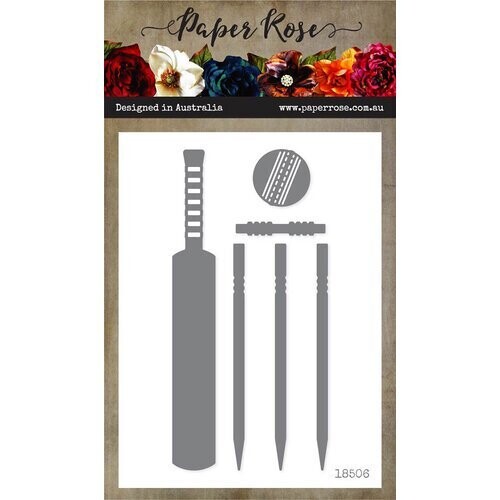 Paper Rose Metal Die - Cricket Bat and Stumps