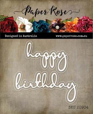 Paper Rose Metal Die - Happy Birthday Fine Script  - Layered Die