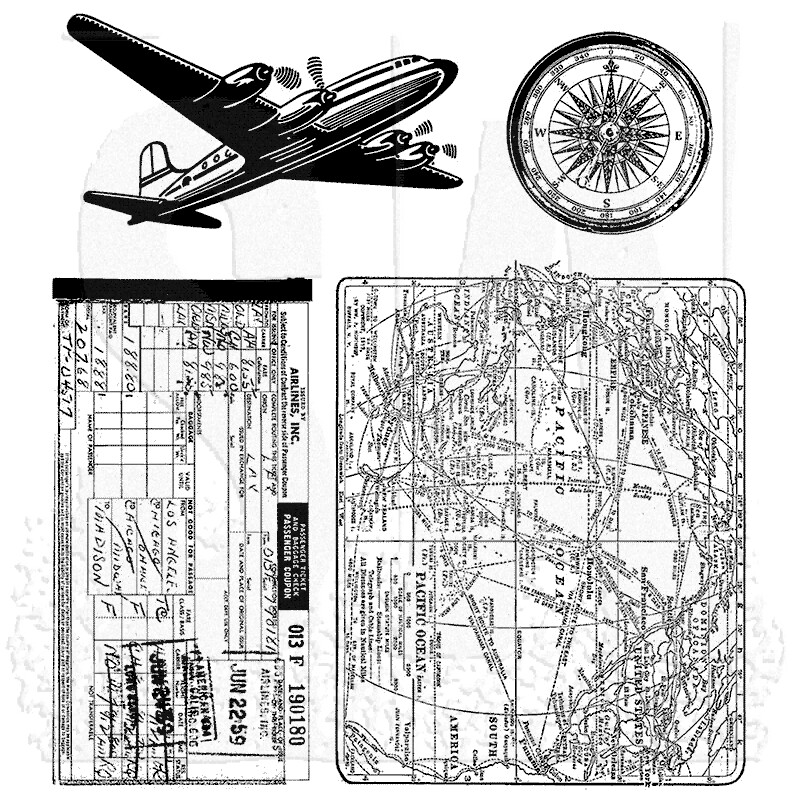 Stampers Anonymous - Tim Holtz - Cling Mount Stamps - Air Travel