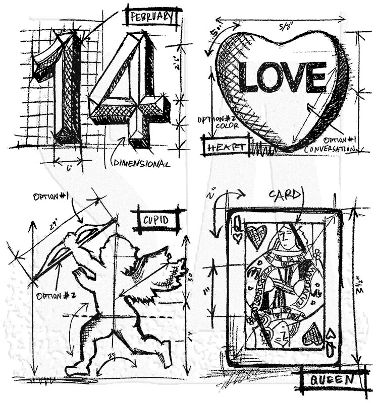 Stampers Anonymous - Tim Holtz - Cling Mount Stamps - Valentine Blueprint