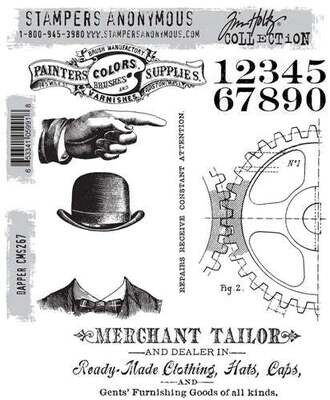 Stampers Anonymous - Tim Holtz - Cling Mount Stamps - Dapper