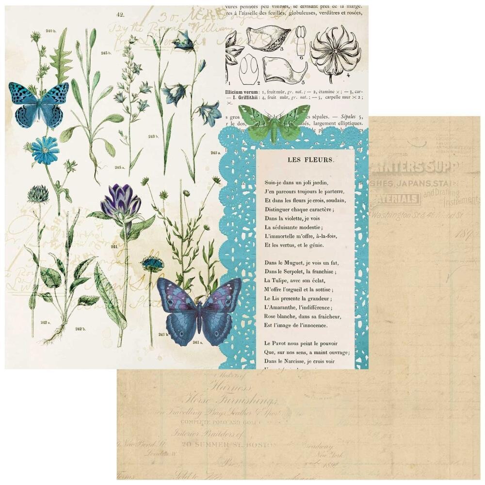 49 and Market - Curators Botanical – 12&quot;x12&quot; Double-sided Cardstock - Les Fleurs