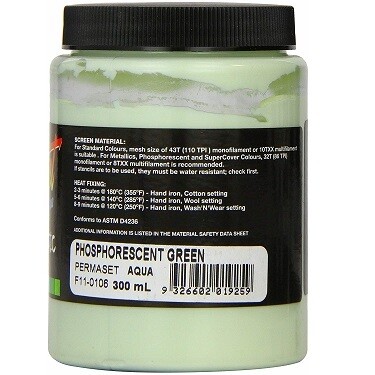 Permaset Aqua Ink - 300ml Phosphorescent Green