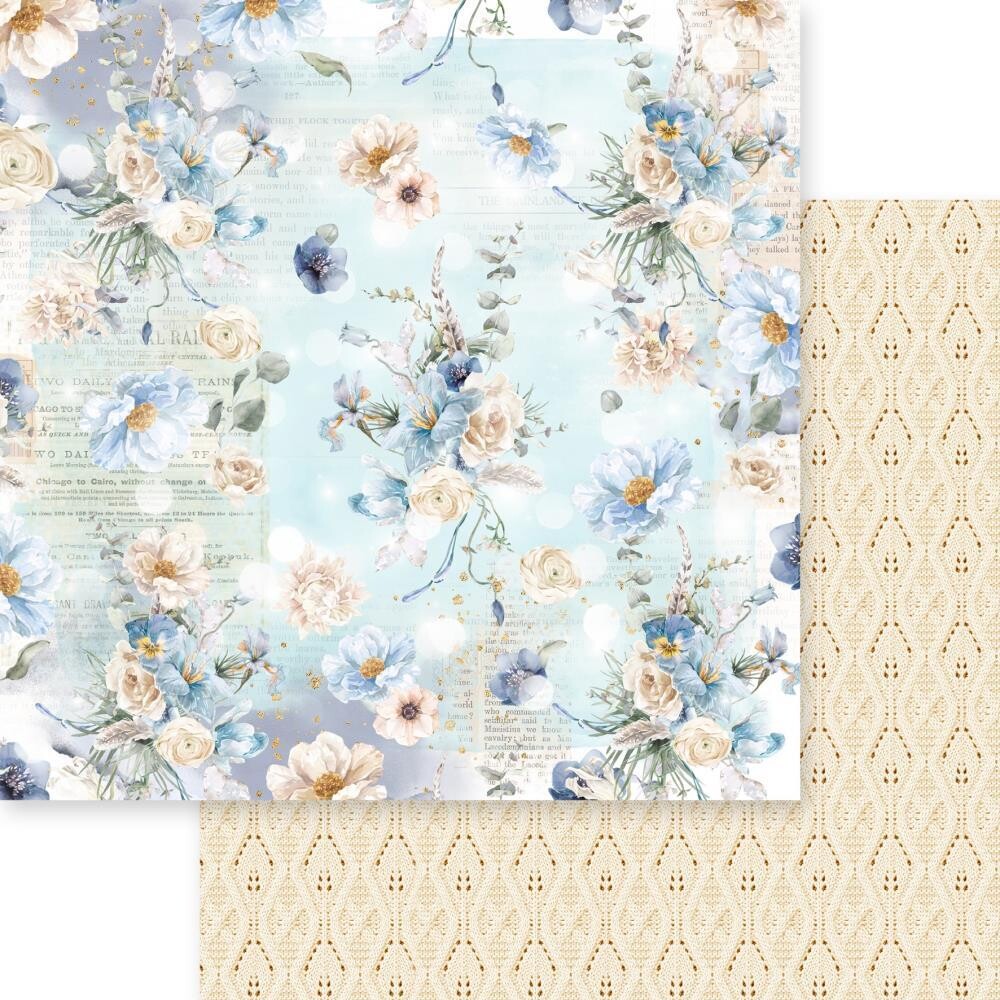 Floral Medley - Dusty Blue Floral by AsukaStudio - 12"x12" Double-sided Paper sheet