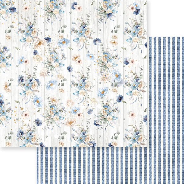 Delicate Blossom - Dusty Blue Floral by Asuka Studio - 12"x12" Double-sided Paper sheet