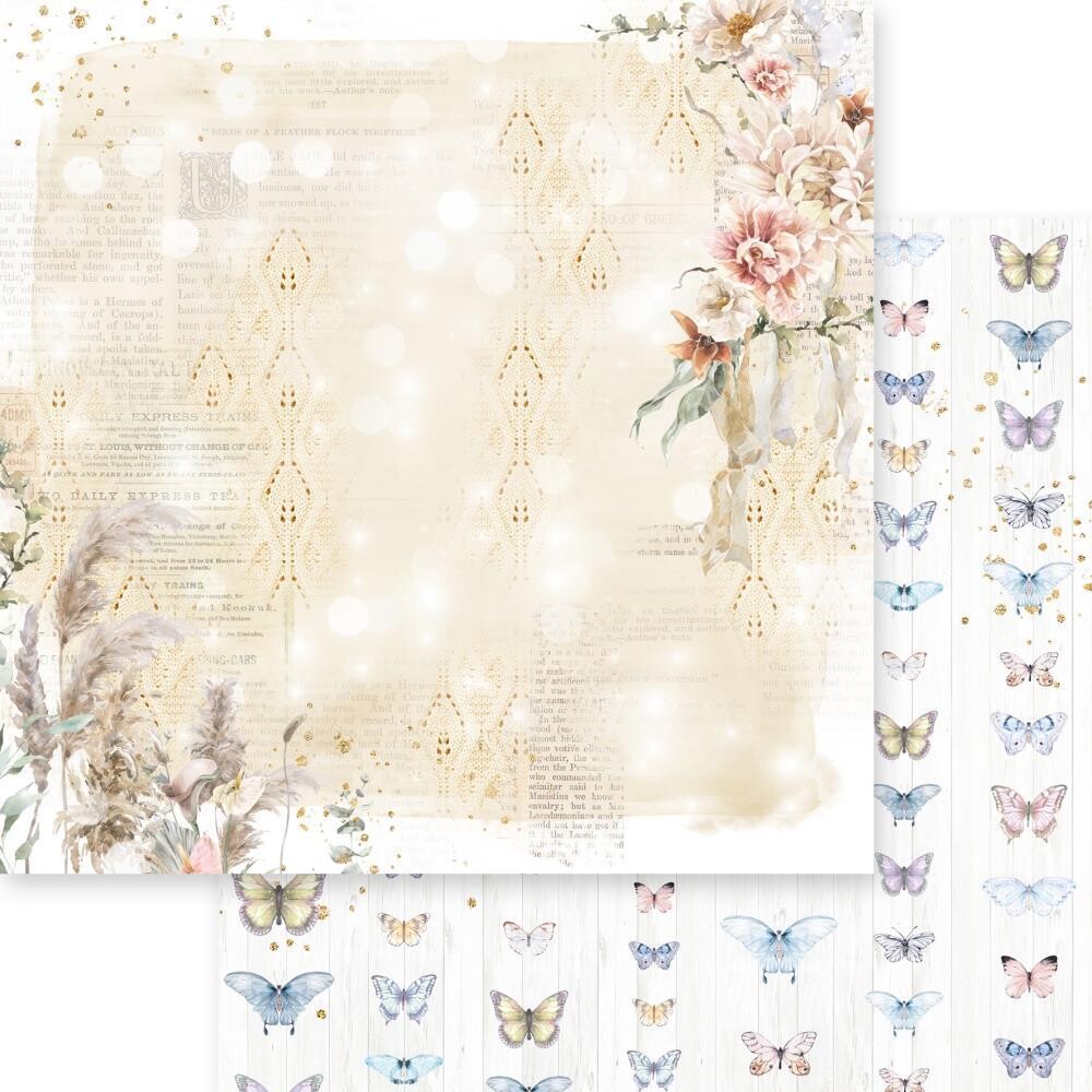Garden Delight - Dusty Blue Floral by AsukaStudio - 12"x12" Double-sided Paper sheet