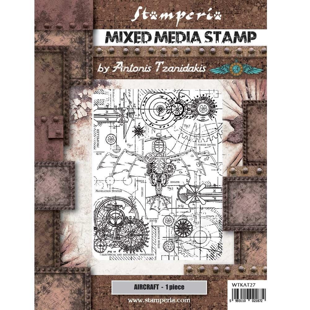Stamperia - Sir Vagabond Aviator -  Aircraft - Mixed Media Stamp