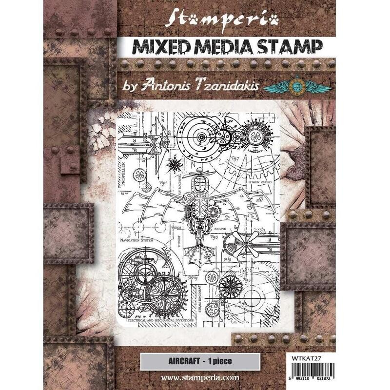 Stamperia - Sir Vagabond Aviator -  Aircraft - Mixed Media Stamp