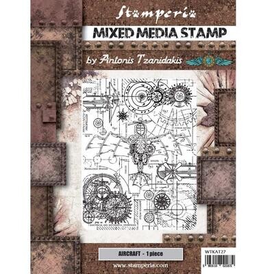 Stamperia - Sir Vagabond Aviator -  Aircraft - Mixed Media Stamp
