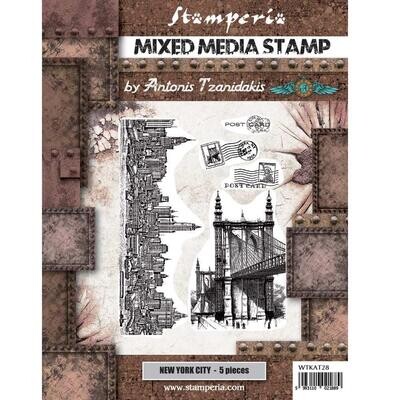Stamperia - Sir Vagabond Aviator -  New York City - Mixed Media Stamp