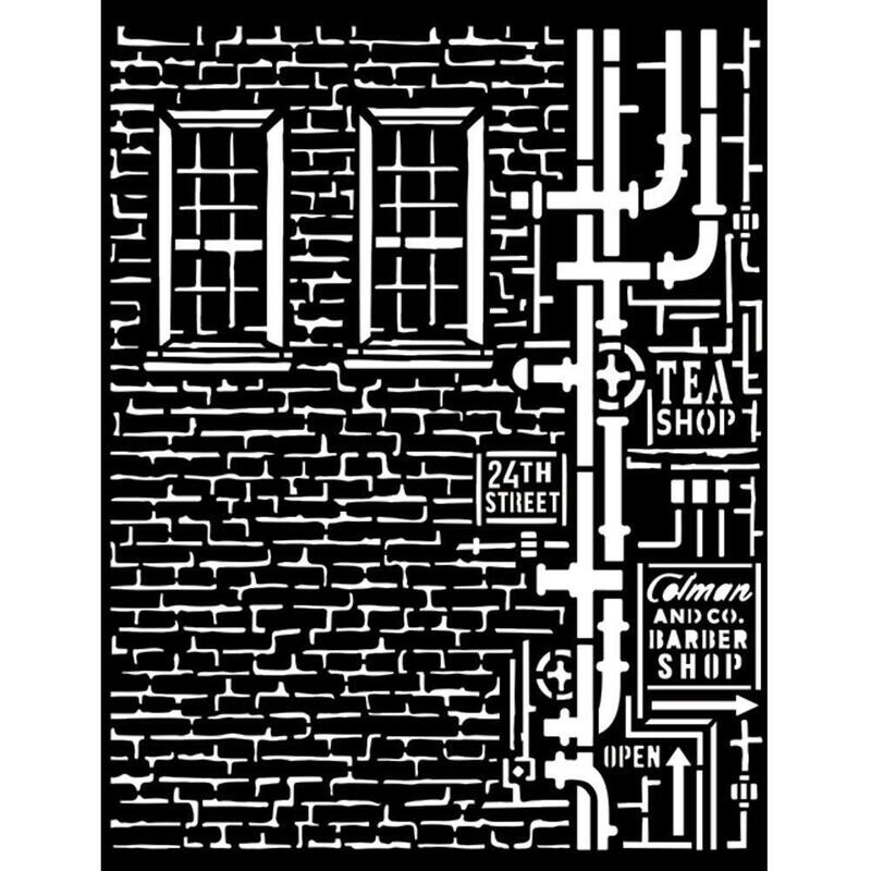 Stamperia - Thick Stencil - Wall and Pipes - Sir Vagabond Aviator 