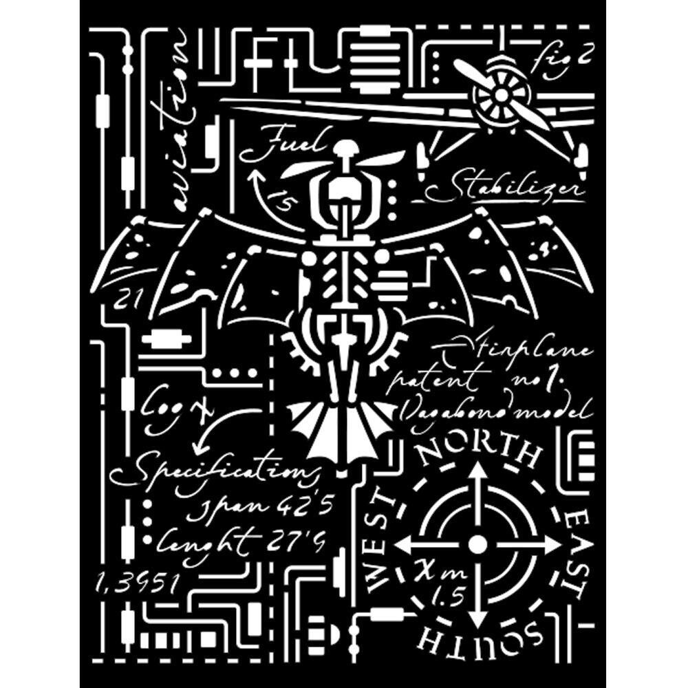 Stamperia - Thick Stencil - Airplane - Sir Vagabond Aviator 