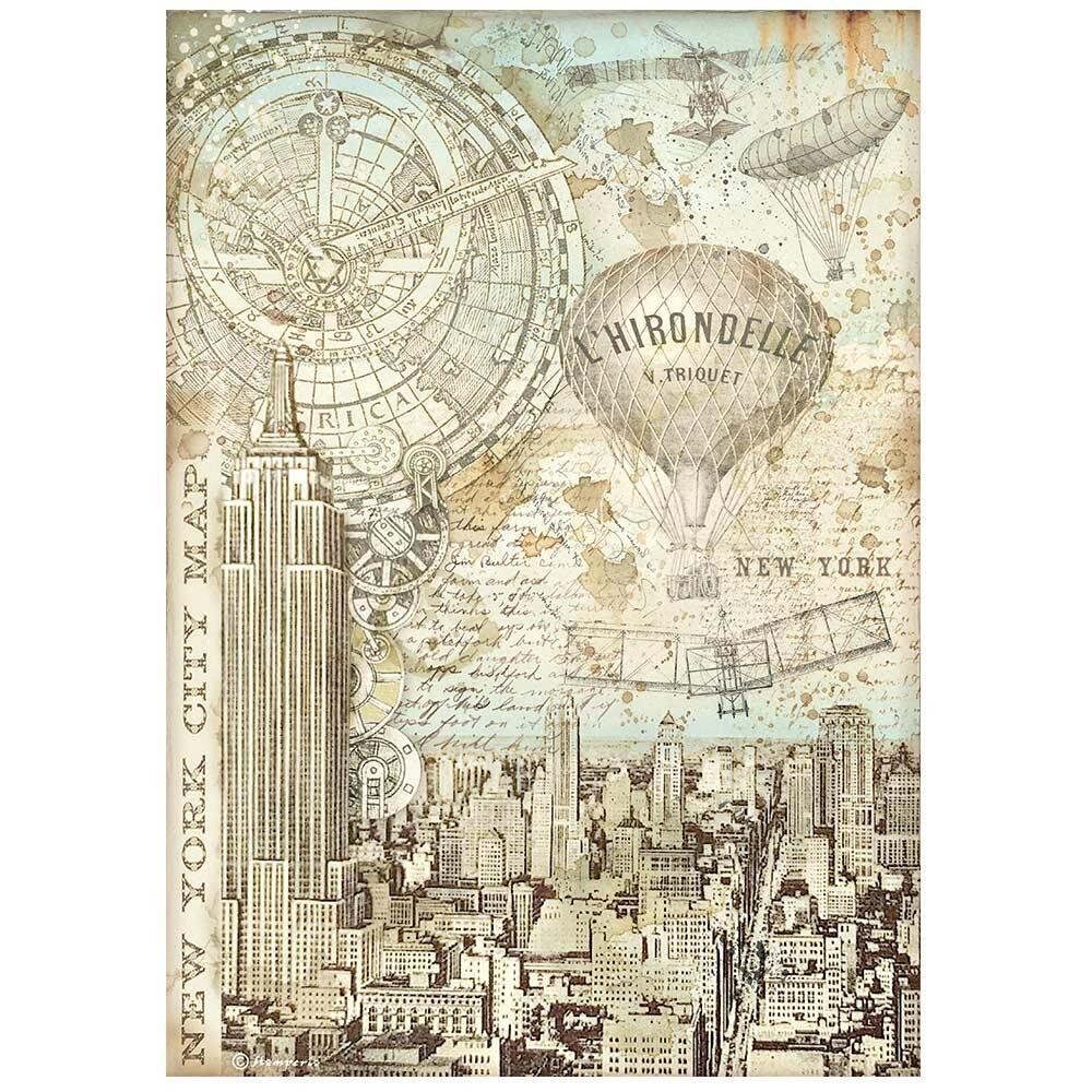 Stamperia - A4 Rice Paper - Sir Vagabond Aviator - New York City Map