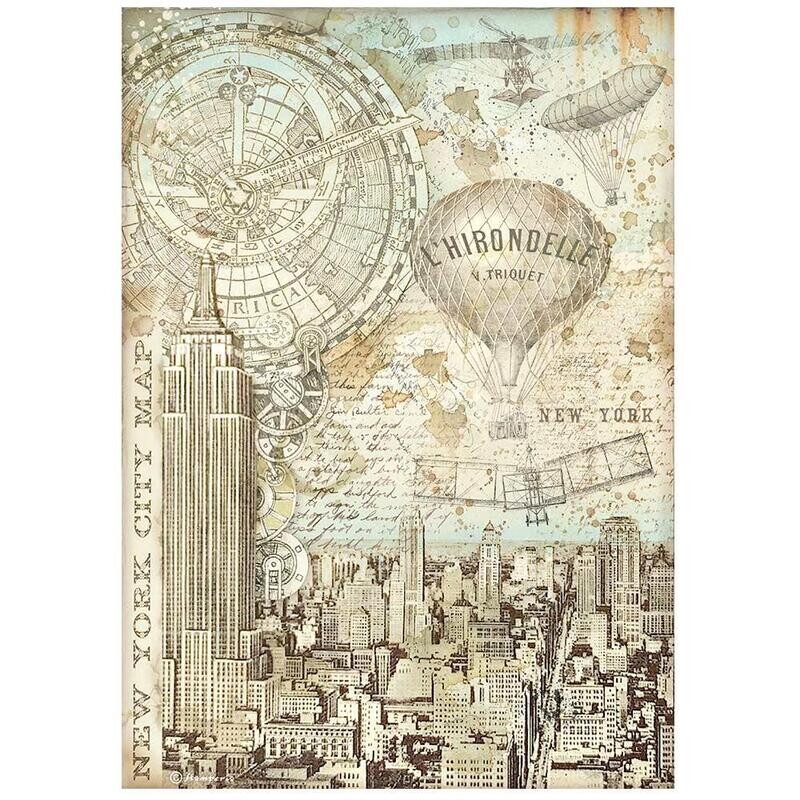 Stamperia - A4 Rice Paper - Sir Vagabond Aviator - New York City Map
