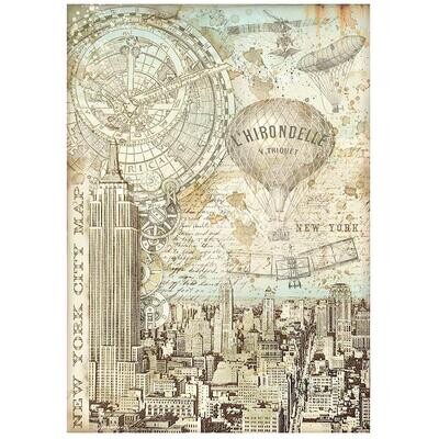 Stamperia - A4 Rice Paper - Sir Vagabond Aviator - New York City Map