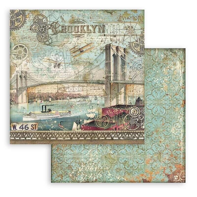 Stamperia - Sir Vagabond Aviator - Brooklyn - 12&quot;x12&quot; Double-sided paper 