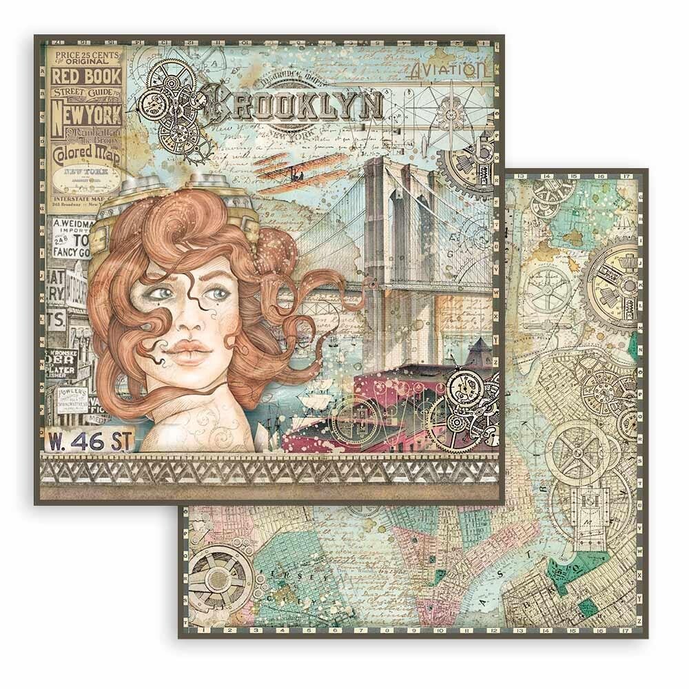 Stamperia - Sir Vagabond Aviator - Lady - 12&quot;x12&quot; Double-sided paper sheet