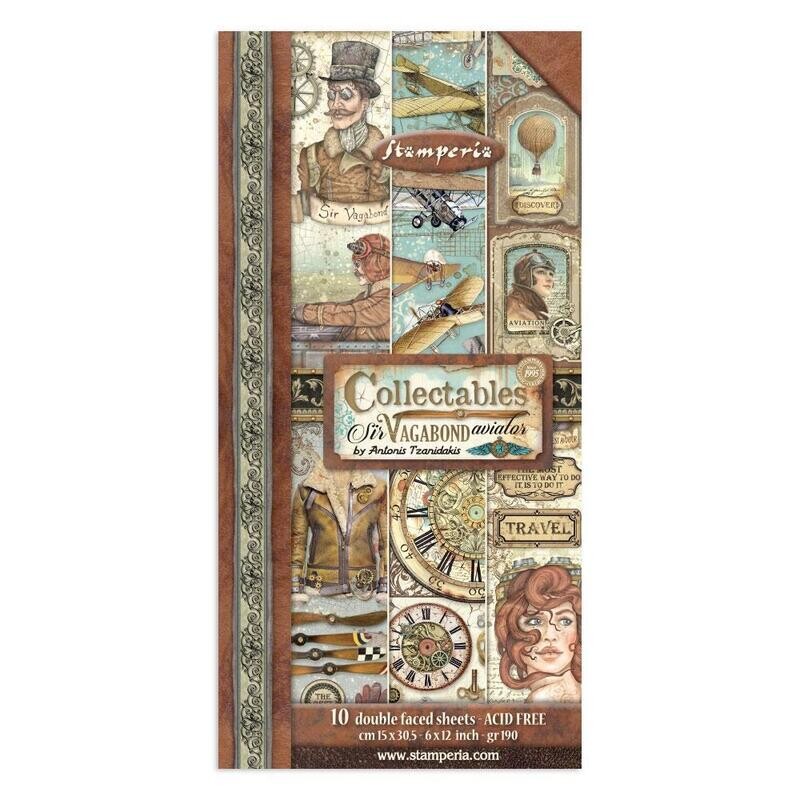 Stamperia - Sir Vagabond Aviator 6&quot;x12 &quot;Collectables pack
