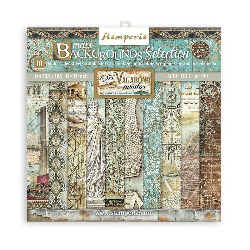 Stamperia - Sir Vagabond Aviator 12&quot;x12&quot; Maxi Background Paper Pad