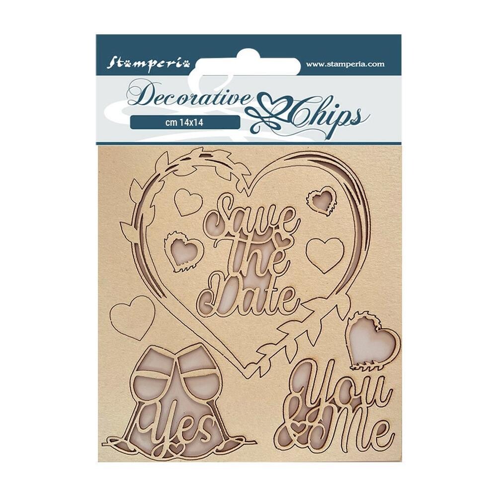 Stamperia - Decorative Chips - You and Me - Save the Date