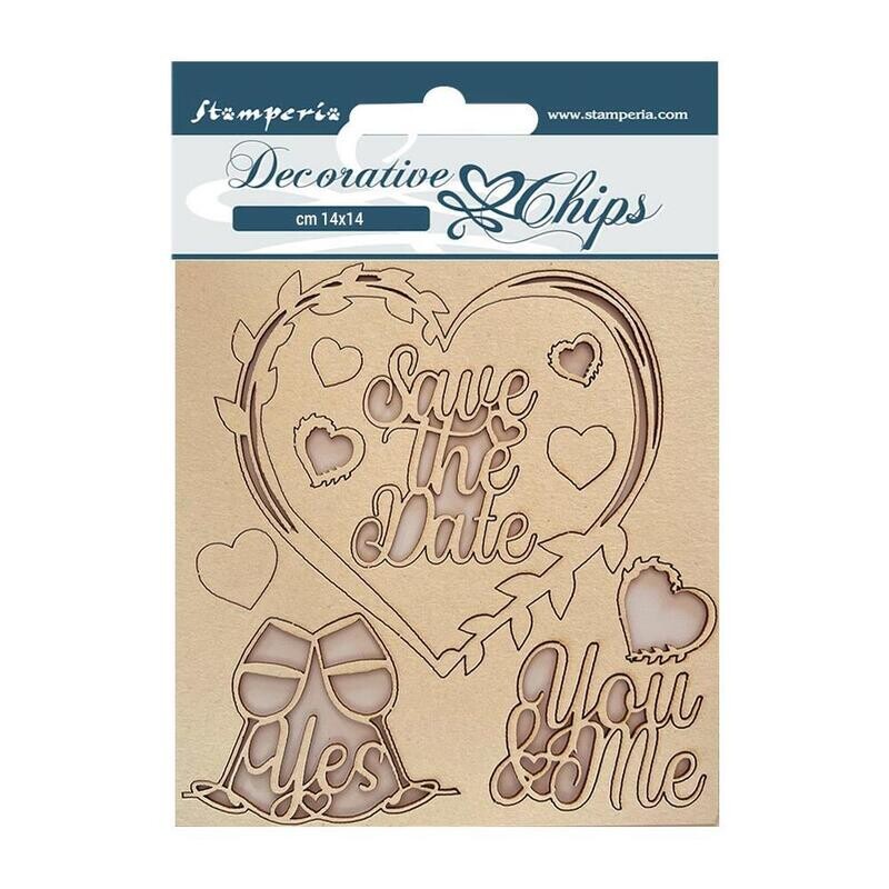 Stamperia - Decorative Chips - You and Me - Save the Date