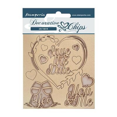 Stamperia - Decorative Chips - You and Me - Save the Date