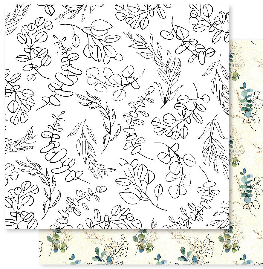 Paper Rose - Eucalyptus Dance - C - 12&quot;x12&quot; Doublesided Paper Sheet