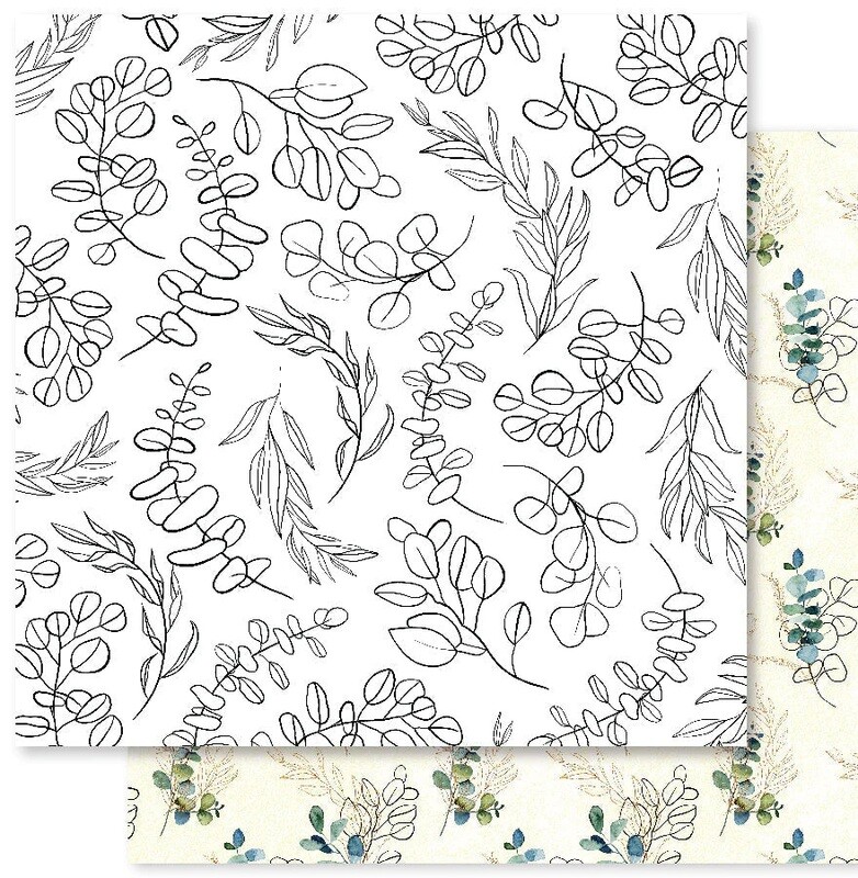 Paper Rose - Eucalyptus Dance - C - 12"x12" Doublesided Paper Sheet