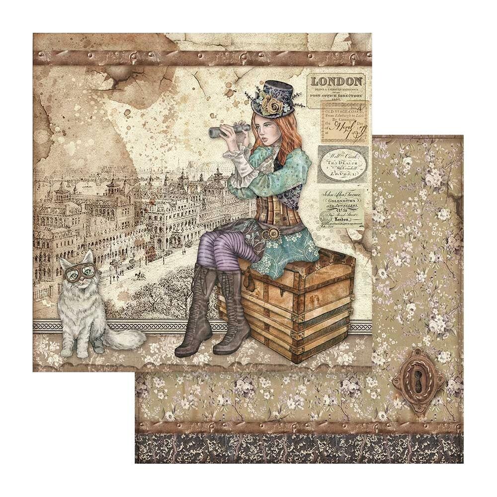 Stamperia Lady Vagabond - lady vagabond and Cat - 12x12 doublesided paper sheet