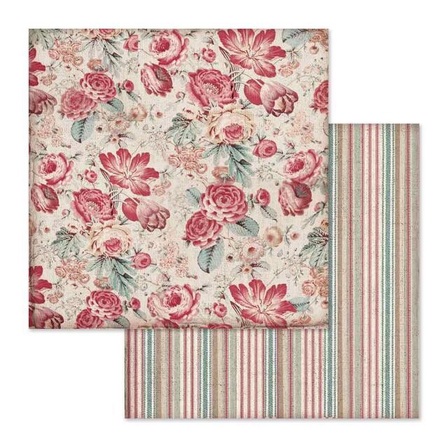 Stamperia - Grand Hotel - Red Flowers - 12&quot;x12&quot; Double-sided Paper Sheet 