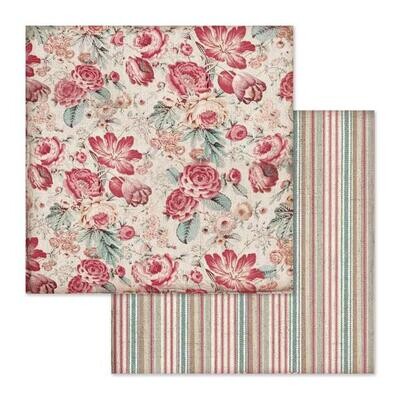 Stamperia - Grand Hotel - Red Flowers - 12&quot;x12&quot; Double-sided Paper Sheet 