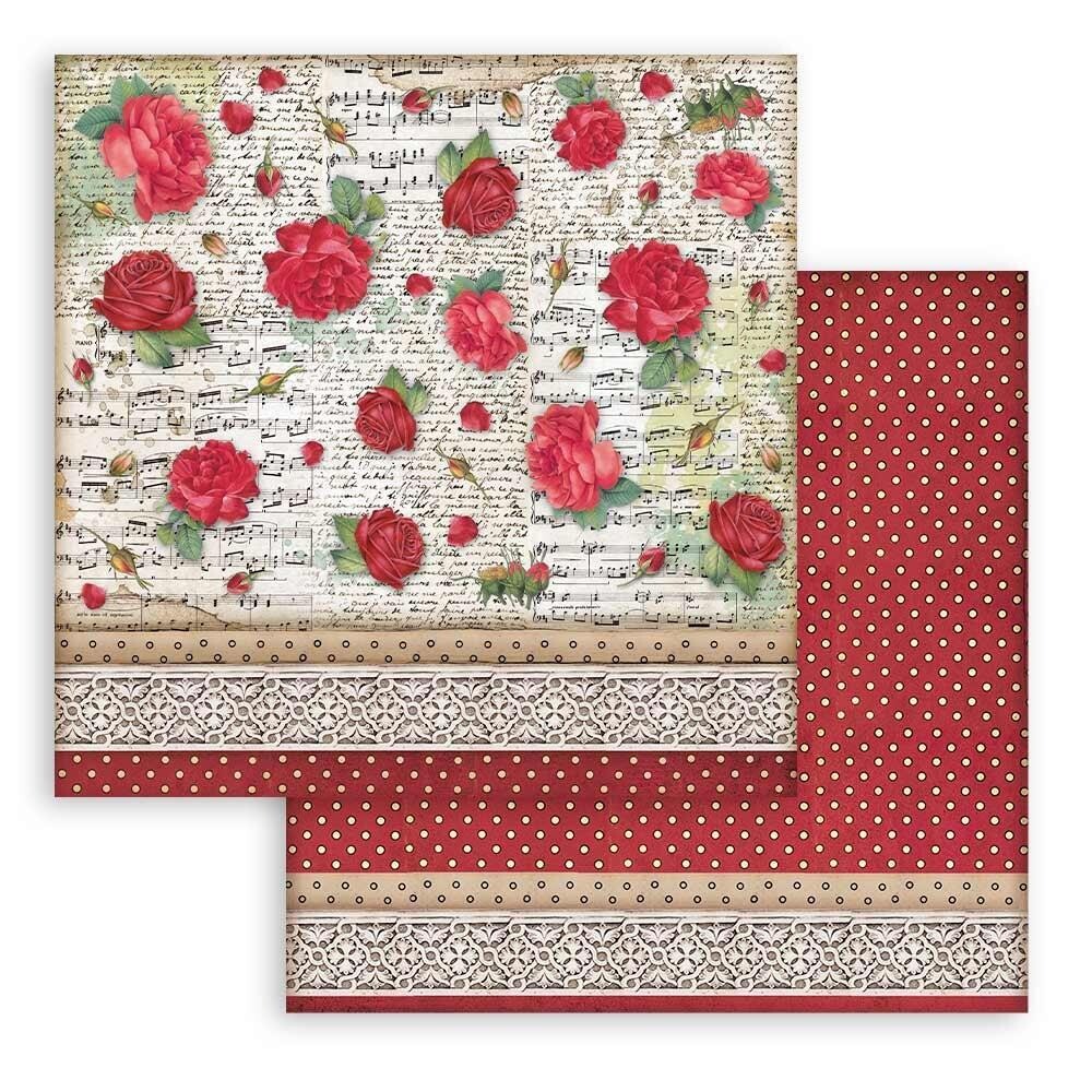 Desire - Pattern w/Roses - Stamperia 12"x12" Double-sided Paper Sheet