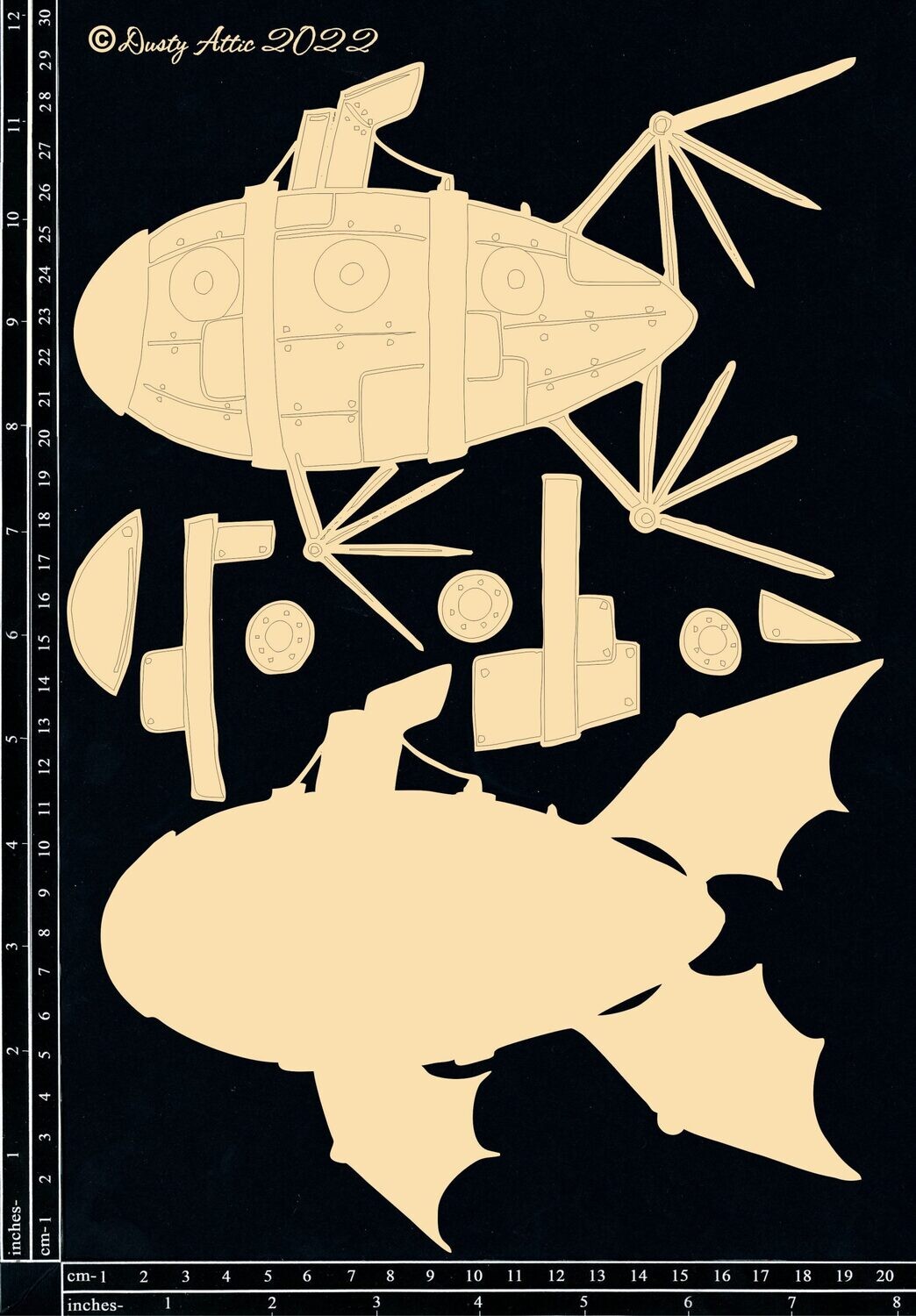 Dusty Attic - Chipboard - Marine Mechanicals - Submarine - Large