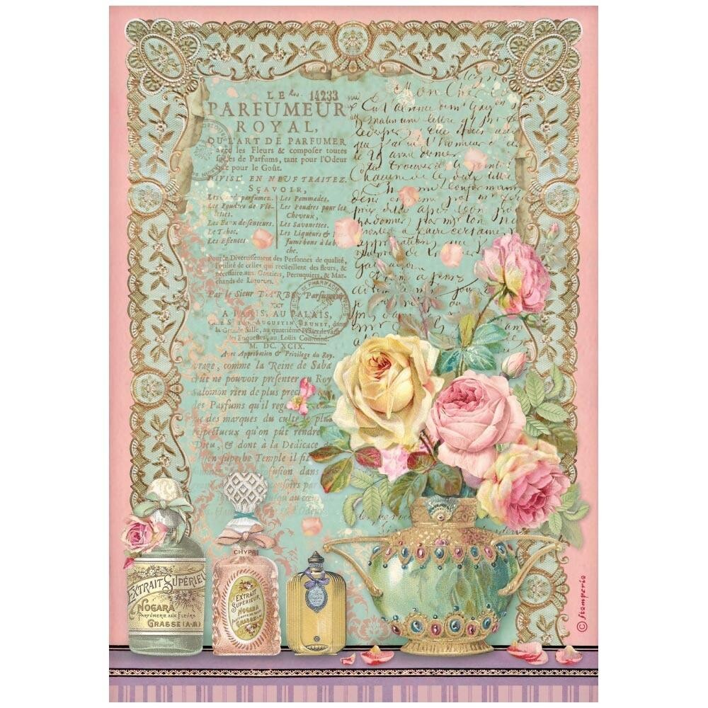 Stamperia - Rose Parfum -  A4 Rice Paper - Parfumeur Royal