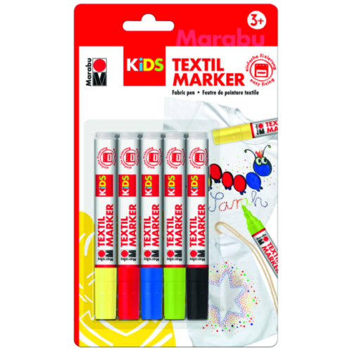 Marabu - Kids Textile Markers - 5 Pk