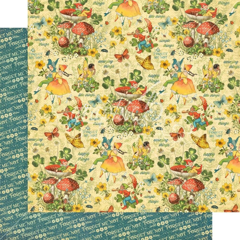 Graphic 45 - Little Things Collection - 12&quot;x12&quot; Doublesided Paper sheet - Forget me Not