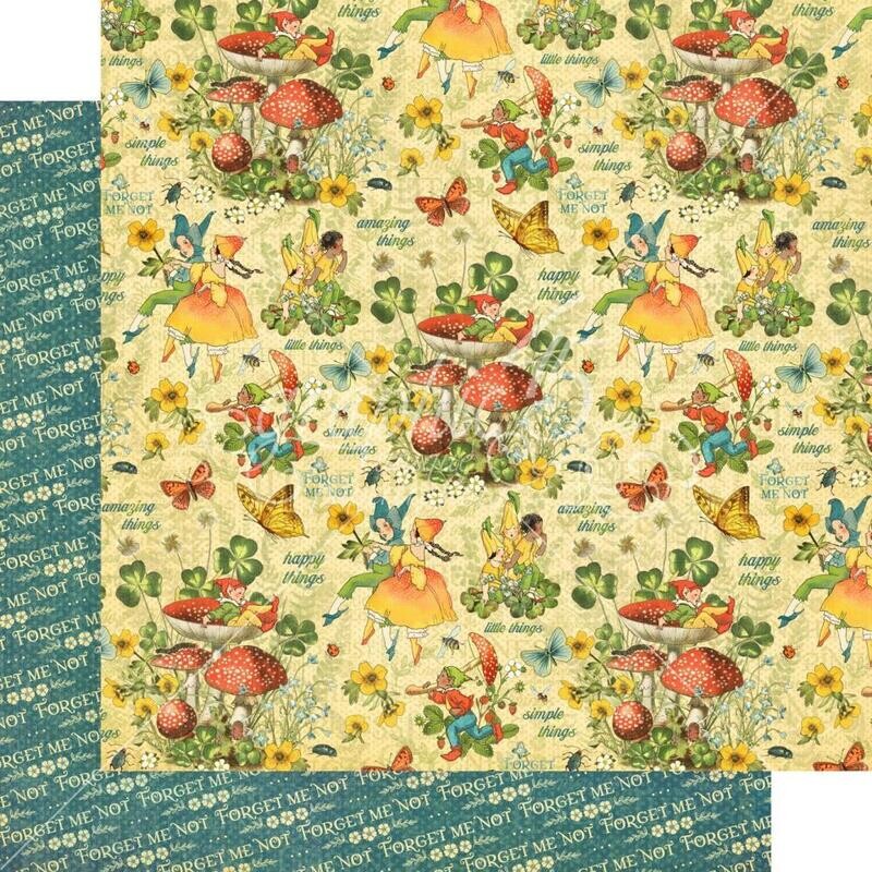 Graphic 45 - Little Things Collection - 12&quot;x12&quot; Doublesided Paper sheet - Forget me Not