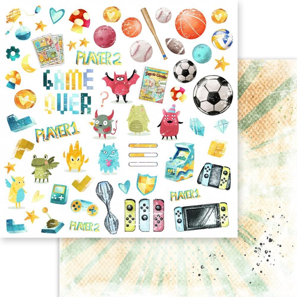 Asuka Studio - Super Awesome - 12&quot;x12&quot; Double-sided Paper - Game Over