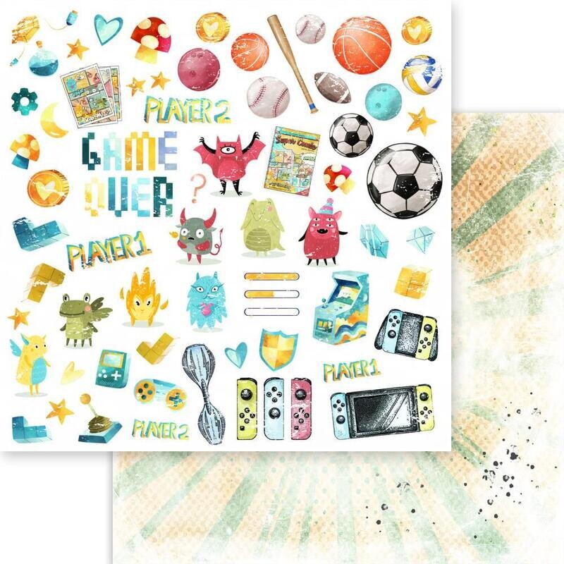 Asuka Studio - Super Awesome - 12&quot;x12&quot; Double-sided Paper - Game Over