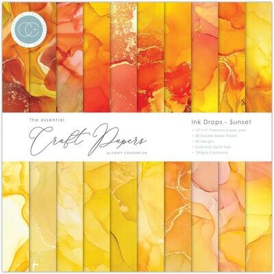 Craft Consortium - Ink Drops - Sunset - 12&quot;x12&quot; Double-sided Paper Pad