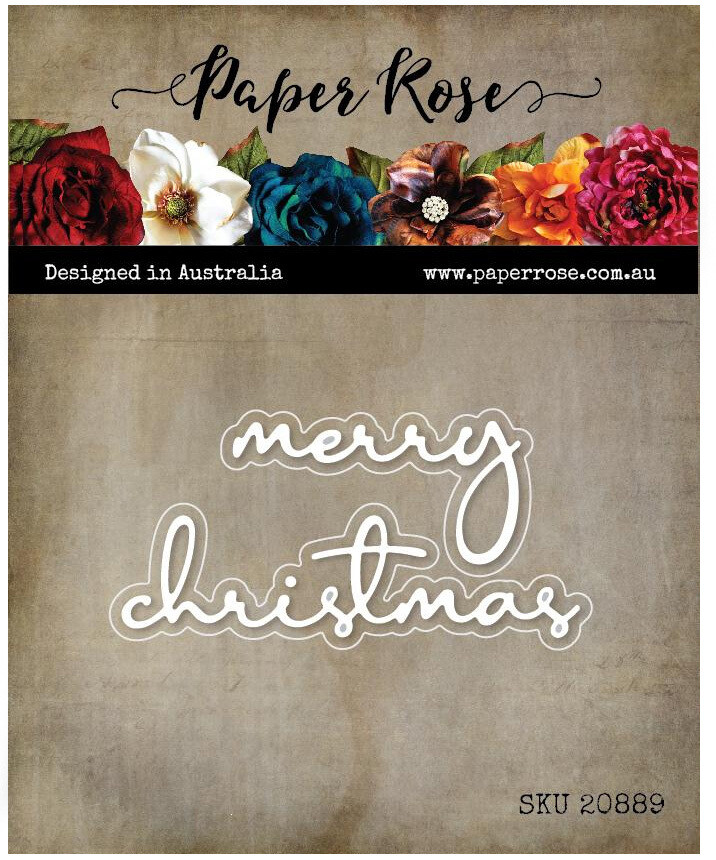 Paper Rose Metal Cutting Die - Merry Christmas fine script