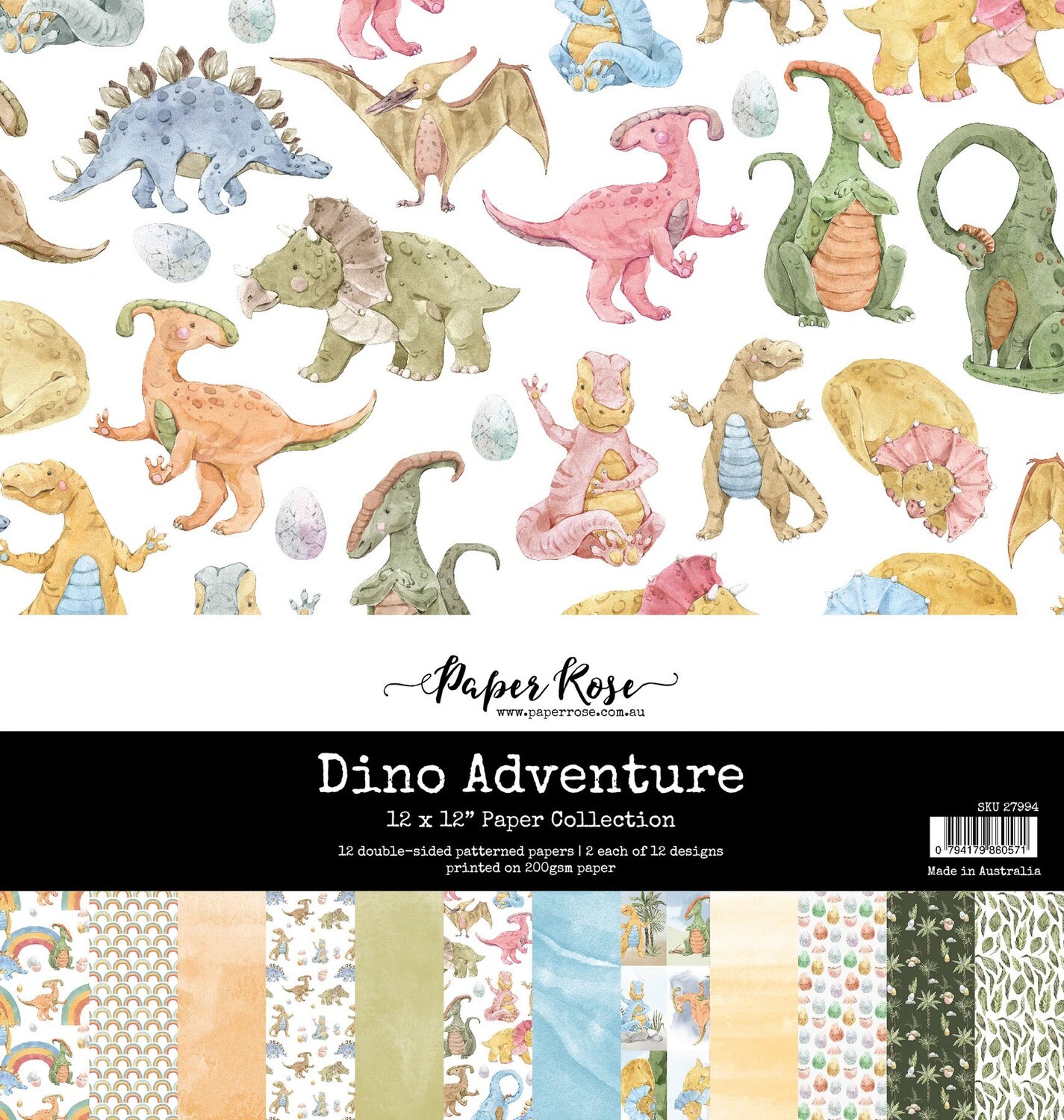 Paper Rose - Dino Adventure - 12"x12" Double-sided Paper Pack