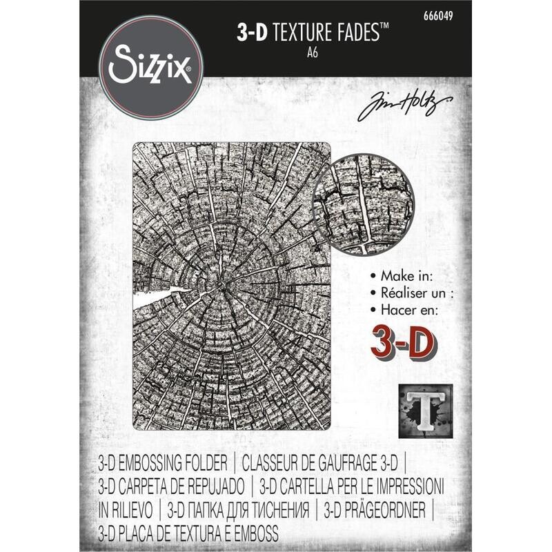 Sizzix - Texture Fades by Tim Holtz - 3D Embossing Folder - Tree Rings